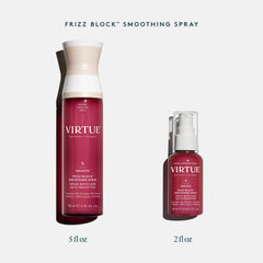 Color-safe VIRTUE Frizz Block Spray supports vibrant color-treated hair