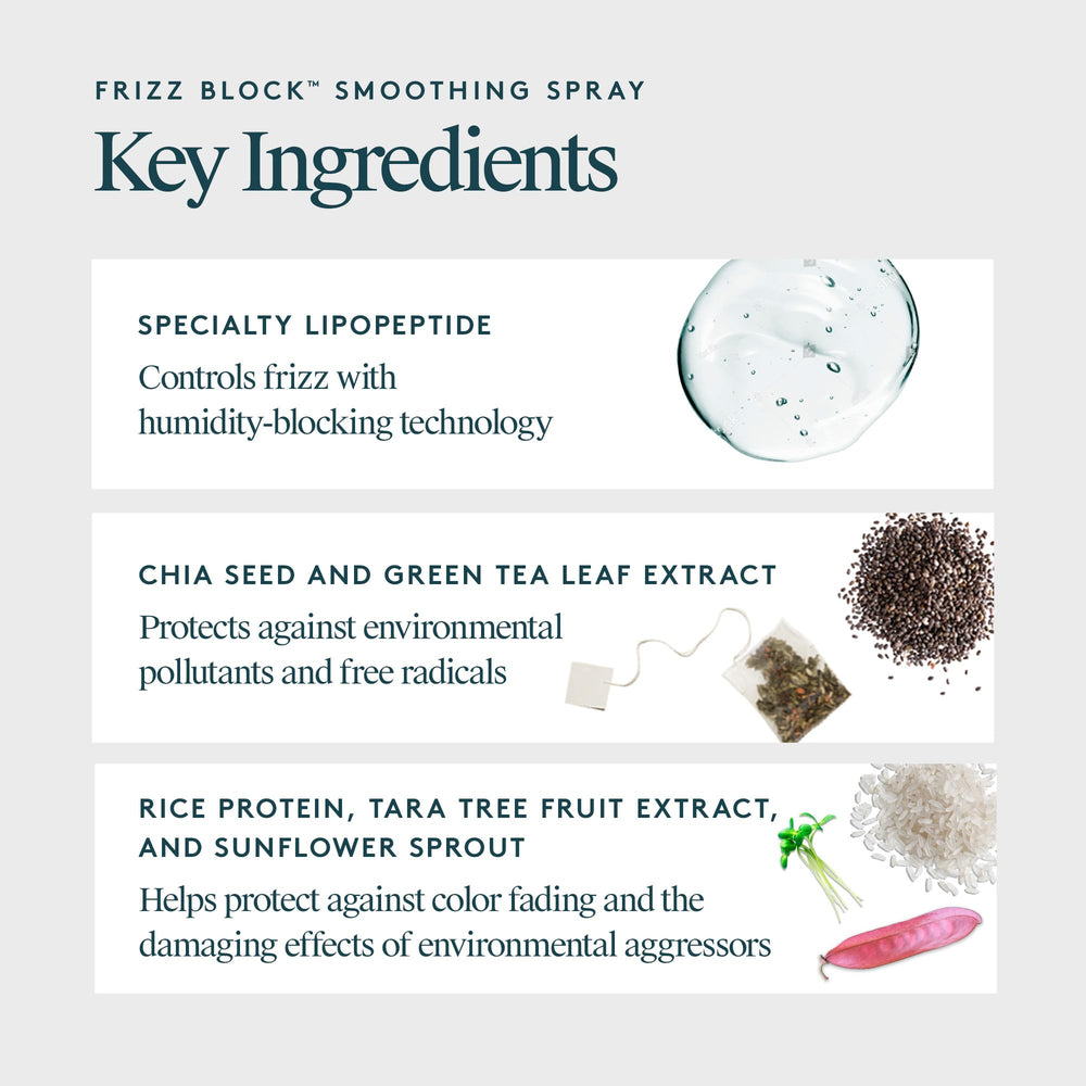 VIRTUE Frizz Block Spray provides heat protection up to 450°F