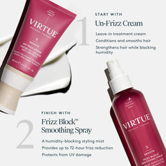 VIRTUE Frizz Block Spray resists humidity for lasting sleekness