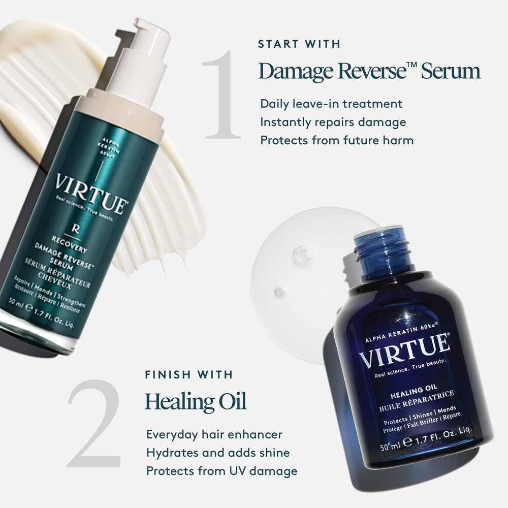VIRTUE Recovery Damage Reverse apply-on-dry-hair provides quick styling boost.