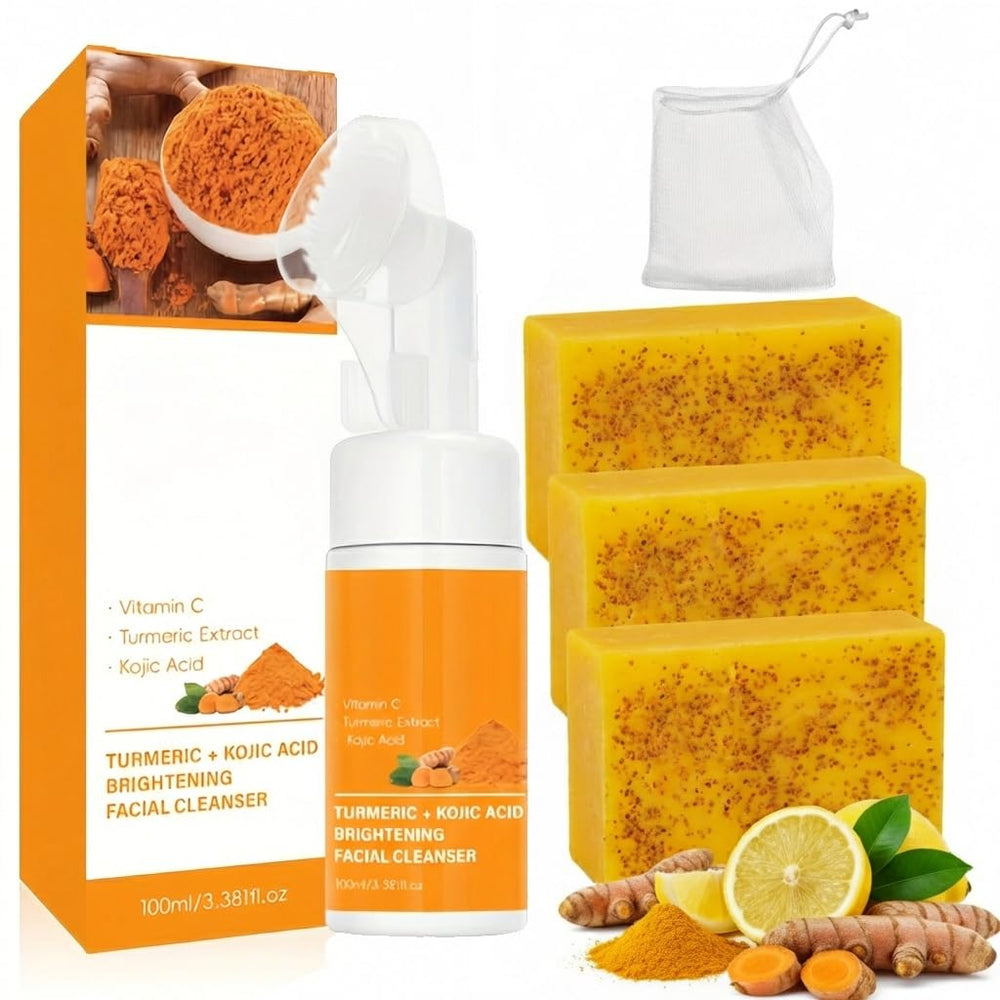 VISEWI turmeric face wash with brush offering gentle cleansing for sensitive skin.