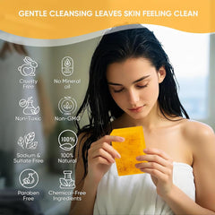 VISEWI turmeric soap bar lathering richly for easy rinse and smooth skin.