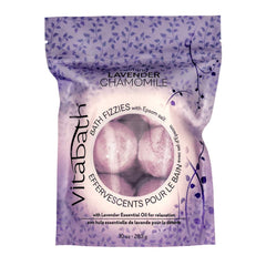 Vitabath Bath Fizzies Lavender Chamomile packaging for a calm bath routine.
