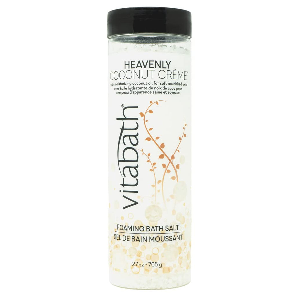 Vitabath Heavenly Coconut Creme bath salts bottle — calming aromatherapy during bath time