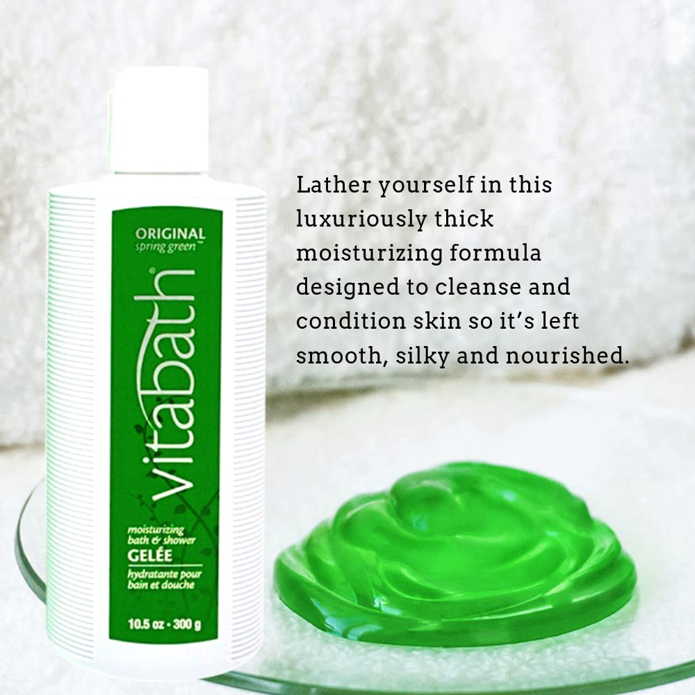 Panel highlighting botanical extracts and vitamins in Vitabath Original Spring Green