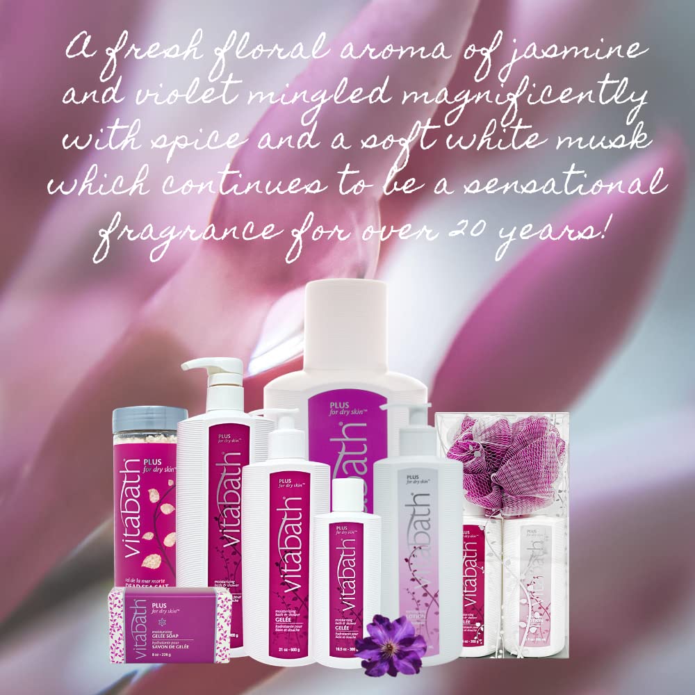 Vitabath Plus floral fragrance swirls evoke calming spa vibes during showers.