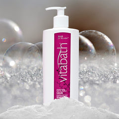 Vitabath Plus gelee texture closeup highlights creamy conditioning for parched skin.
