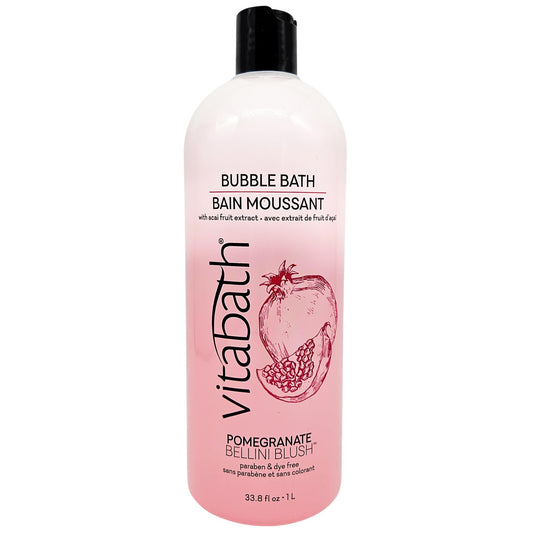 Vitabath Pomegranate Bellini Blush bottle highlights rich foaming bath