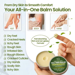 Vital Affair Tea Tree Oil Balm dry-hands use showing quick absorption.