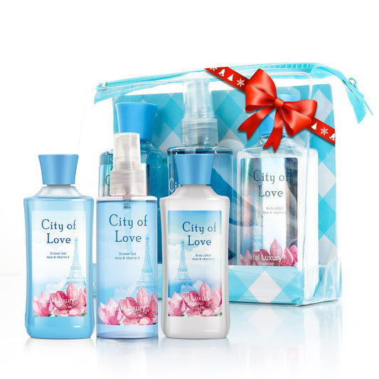 Vital Luxury city-of-love travel set shower gel close-up, gentle cleansing on the go