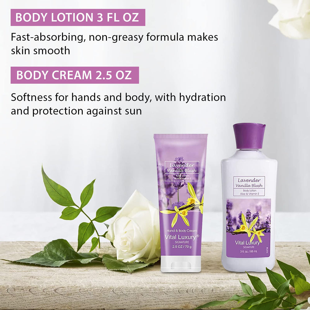 Vital Luxury Lavender Vanilla Blush Fragrance Mist: gentle scent boost for mood uplift.