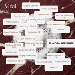 Vital Strands shampoo ingredients blend highlights rosemary, nettle and saw palmetto for nourishment
