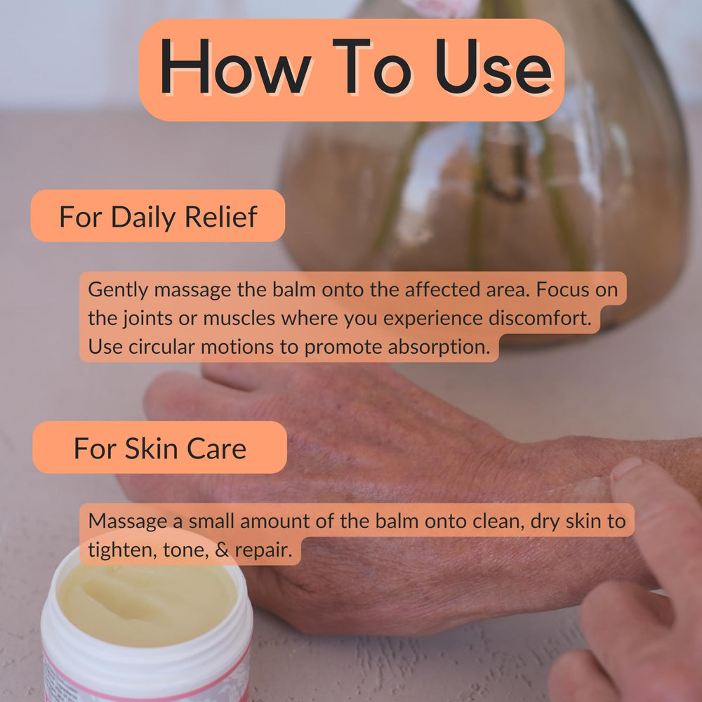 Vitality Frankincense Balm being applied to the hand to smooth rough skin.