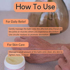 Vitality Frankincense Balm being applied to the hand to smooth rough skin.