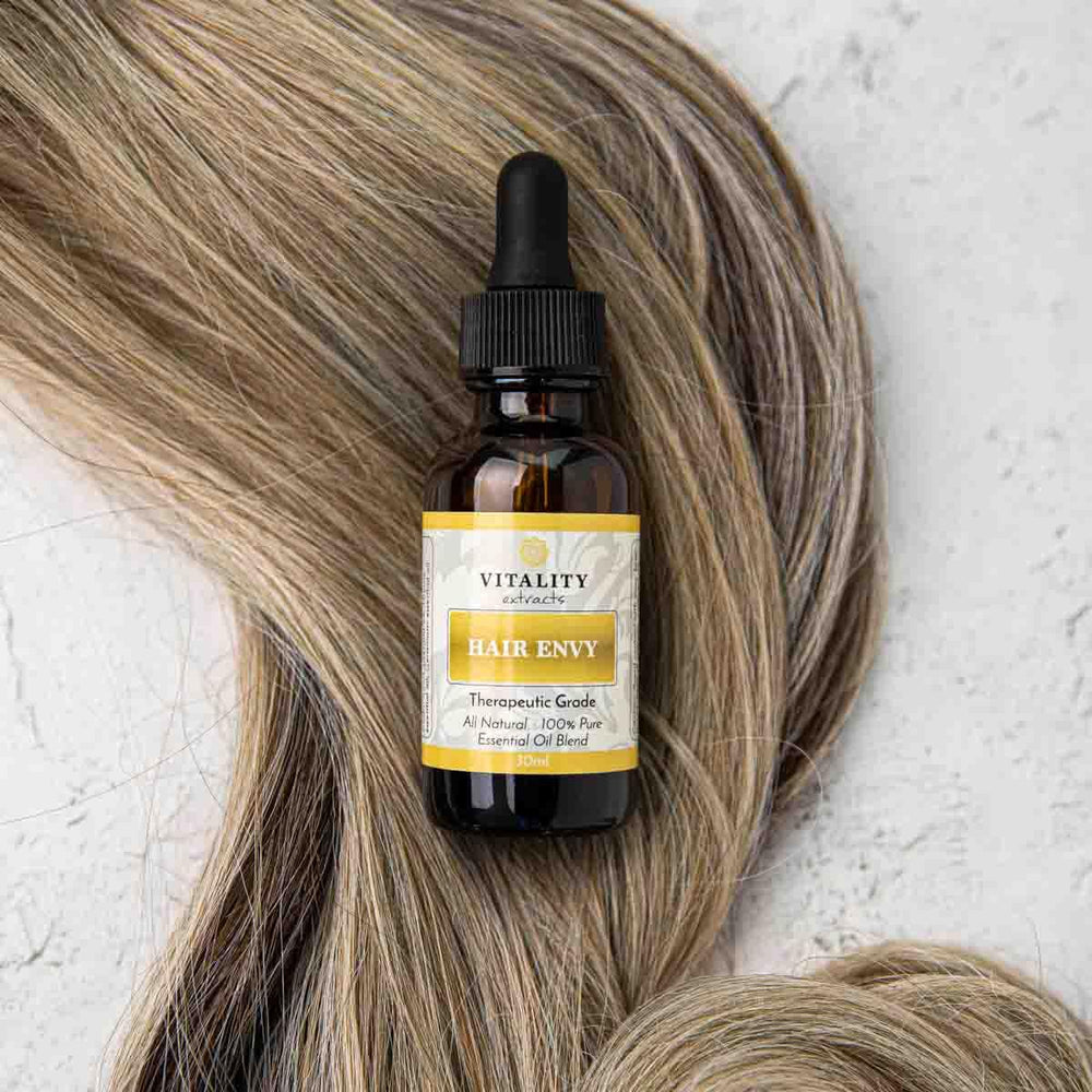 Vitality Hair Envy natural oils blend collage features 15 plant extracts