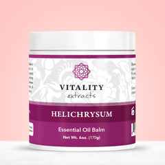 Vitality Helichrysum Balm being applied provides nourishment and softening to the skin.