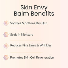 Close-up of Vitality Skin Envy Balm bottle highlighting coconut oil and vitamin E.