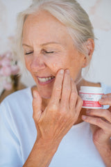 Vitality Skin Envy Balm texture swatch shows easy absorption.