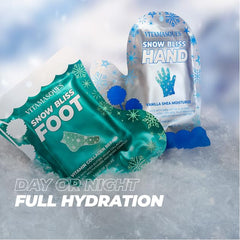 Vitamasques Holiday Snow Bliss foot mask close-up of soothing, moisturizing texture.