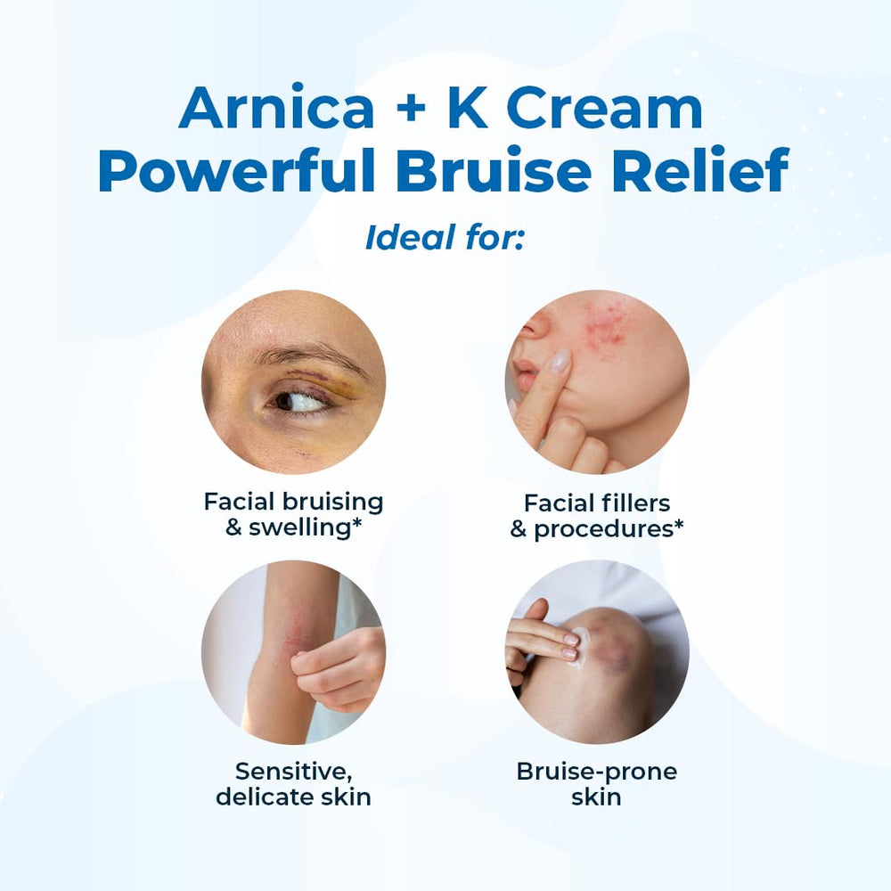 VitaMedica bruise cream swatch demonstrates gentle, quick-absorbing coverage for sensitive skin.