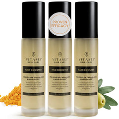 Vitasei Hair Booster bottle pour for easy daily application and fuller-looking hair.