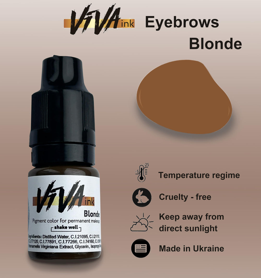 VIVA INK blonde pigment swatches show natural shade match.