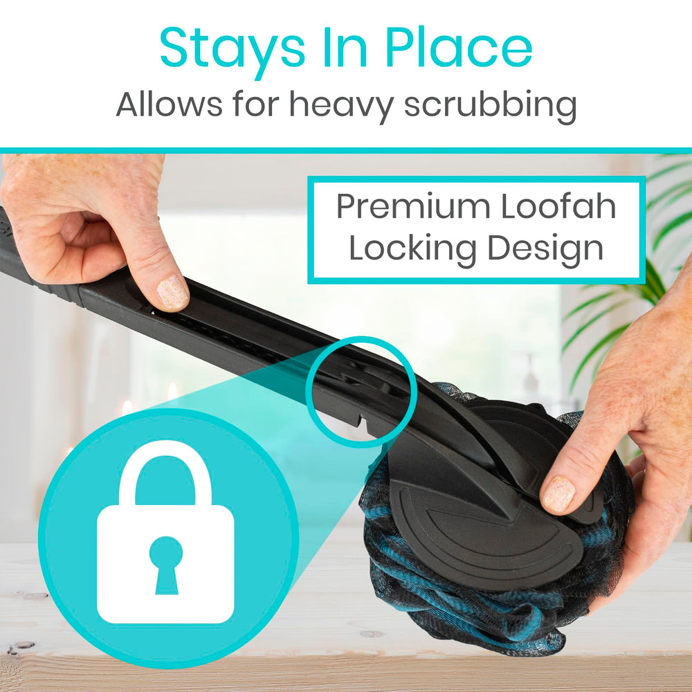 Vive interchangeable loofah attachments swap textures for different areas