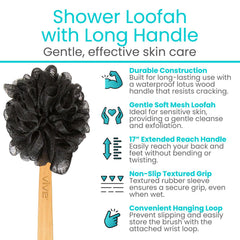 Vive soft mesh loofah for gentle cleansing on sensitive skin