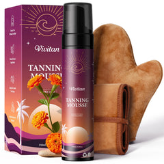 Vivitan self-tanner mousse bottle 250ml XL for easy, even bronze color.