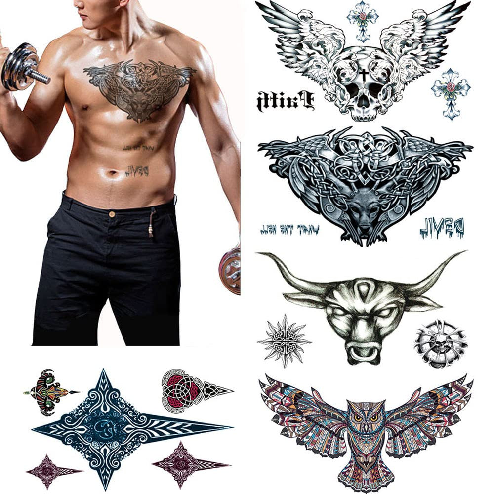 VIWIEU large chest and back tattoo sheets offering dramatic, long-lasting temporary art.