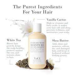 VoCÊ White tea extract highlighting refreshing scent and gentleness.
