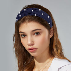 VOCOSTE headband deep blue side view highlights durable fabric and comfortable all-day wear.