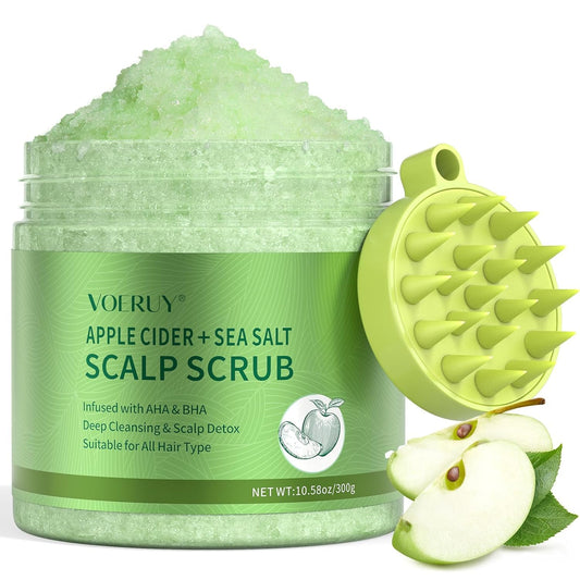 VOERUY Apple Cider Scalp Scrub bottle with exfoliating formula for a clean, balanced scalp.