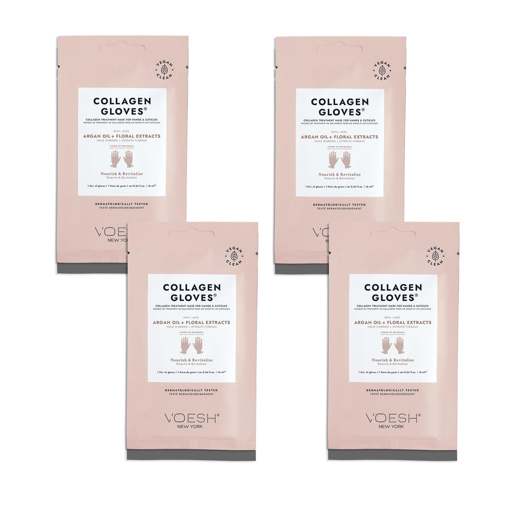 VOESH Collagen Gloves four-pack product shot for deep hydration.