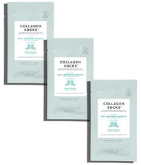 VOESH collagen socks ingredients closeup showcase vegan collagen and peppermint oil.