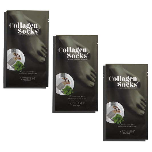 VOESH collagen socks pack outer box for at-home foot care routine.