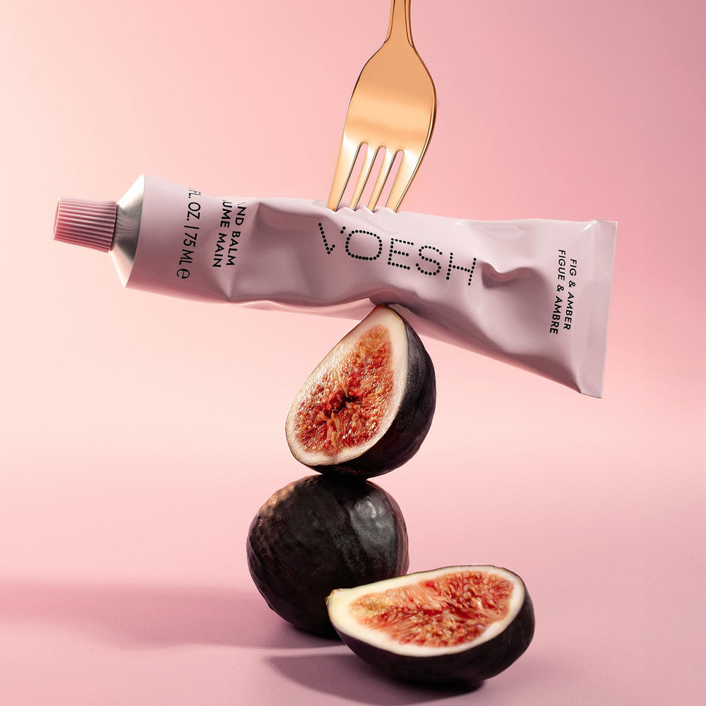 Fig and amber fragrance from VOESH hand balm for mood lift after use.