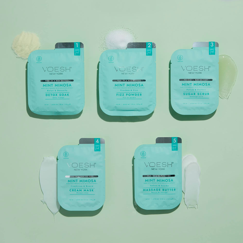 VOESH Mintmosa sugar scrub texture for smoother feet