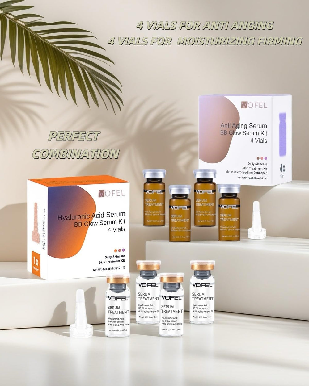 VOFEL skincare routine setup shows step-by-step application.
