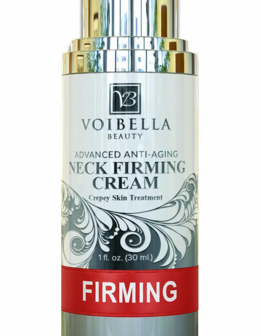 VOIBELLA Neck Firming Cream tube closeup for smoother, better hydrated neck skin