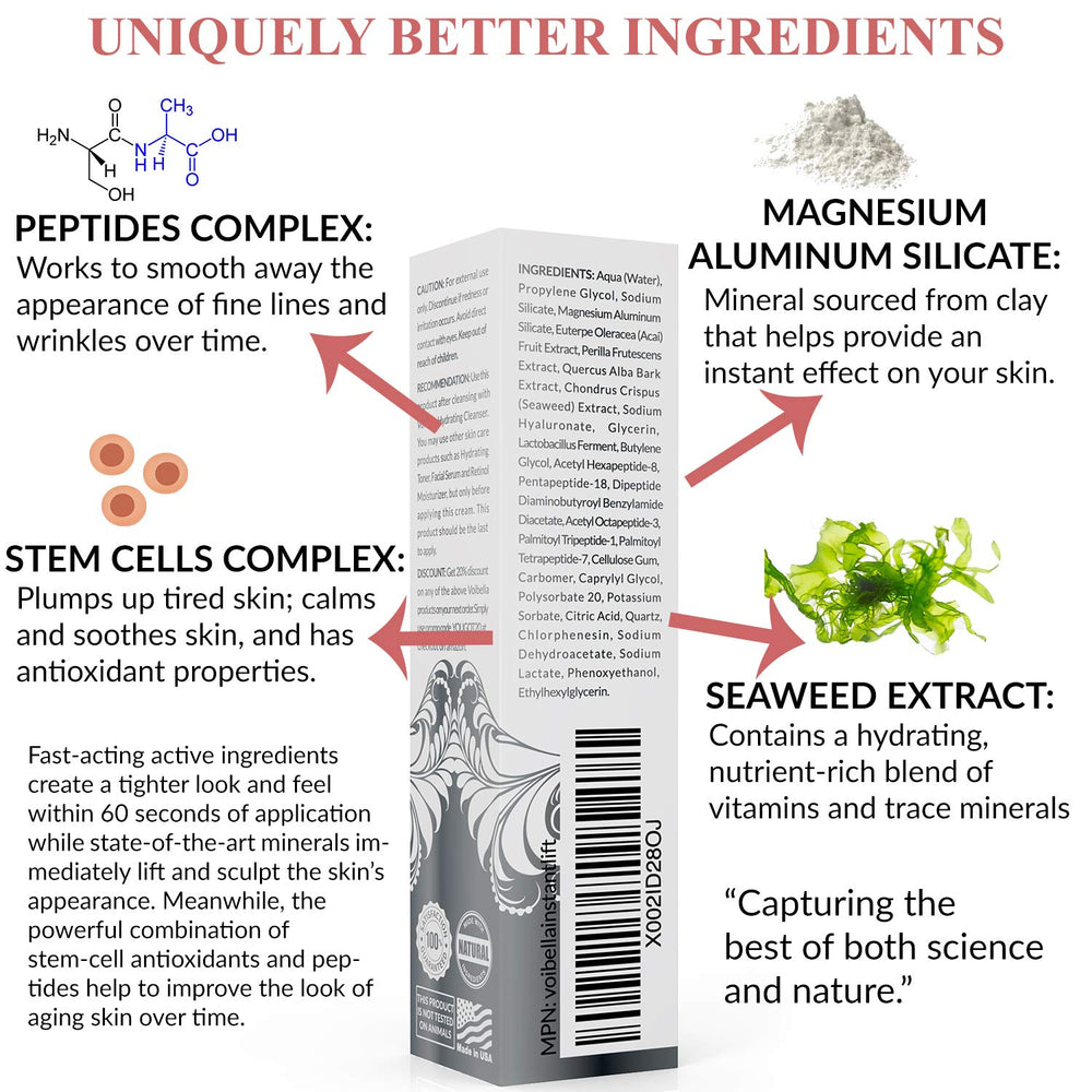 Voibella skin veil application demonstrates an invisible lift effect on facial skin.