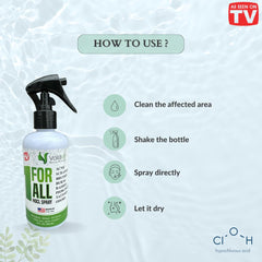 VoilaVe HOCl spray label front detailing uses and safety tips.