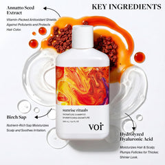 Voir Haircare Hyaluronic Acid Shampoo botanical infusion natural ingredients around bottle