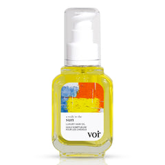 Voir Haircare Luxury Hair Oil bottle shows a lightweight, frizz-taming formula
