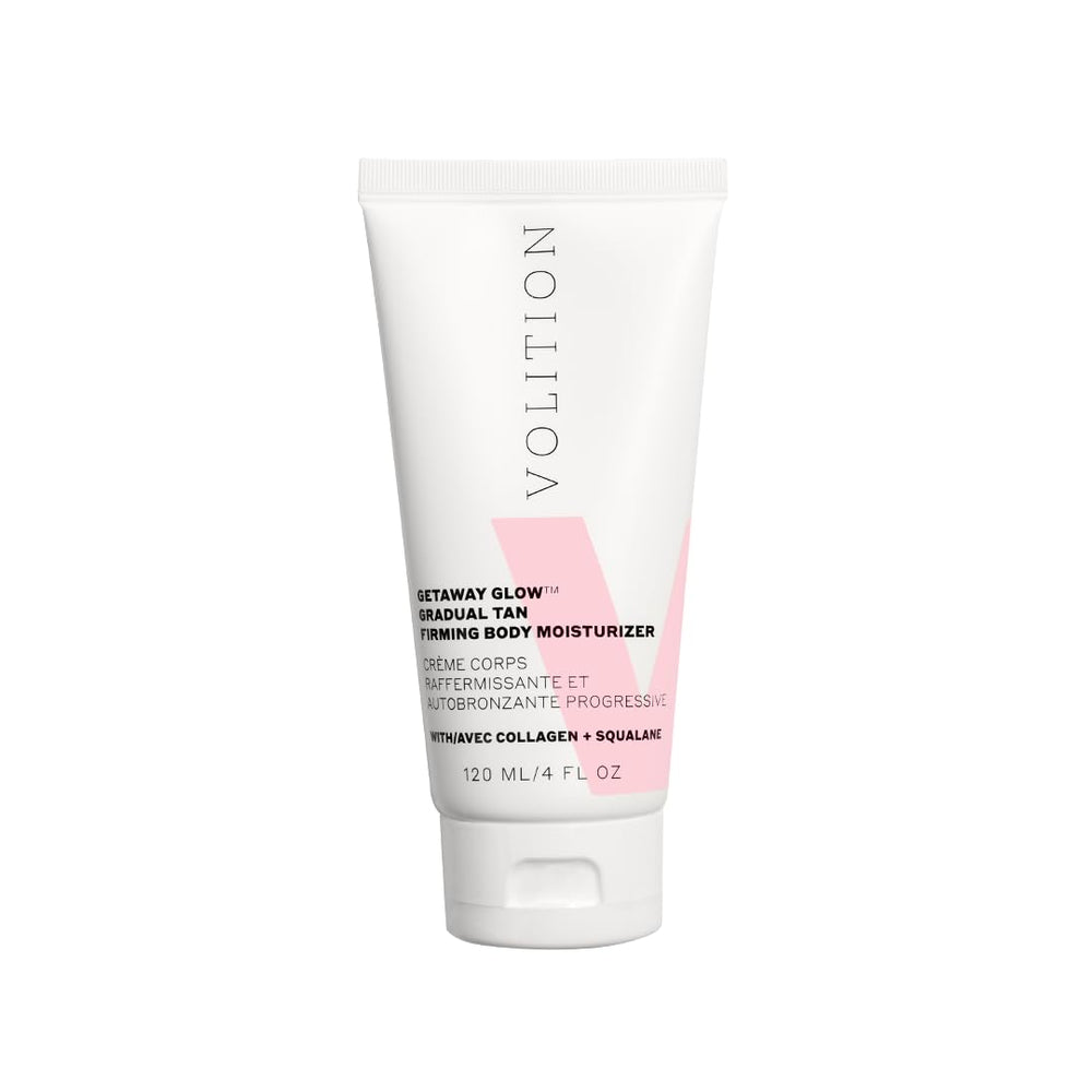 Volition Getaway Glow bottle pour shows creamy self-tanner texture for even coverage.