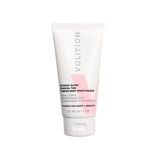 Volition Getaway Glow bottle pour shows creamy self-tanner texture for even coverage.