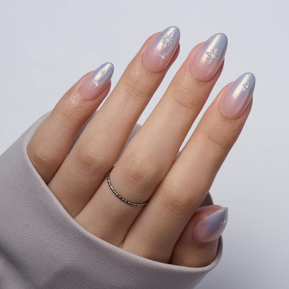 Ten pink cat-eye VSALON nails for versatile styling options.