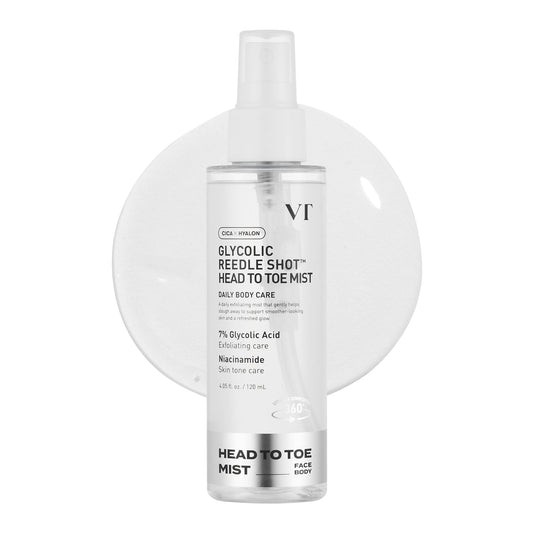 VT COSMETICS 7% Glycolic Acid Reedle Shot mist for head-to-toe exfoliation and improved texture