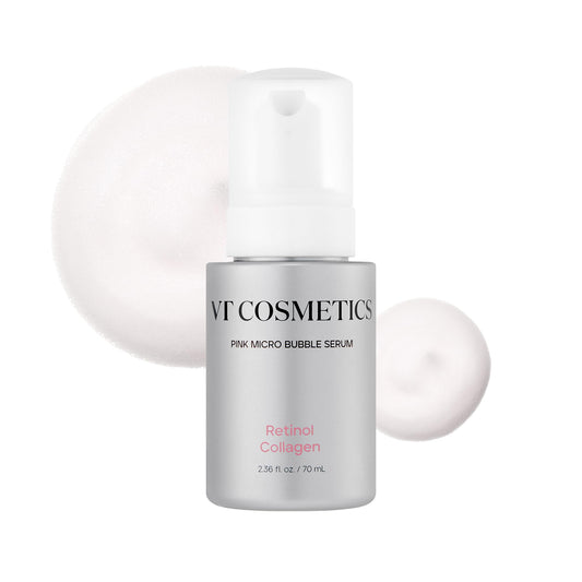 VT COSMETICS Bubble Serum bottle on a clean vanity for daily glow.
