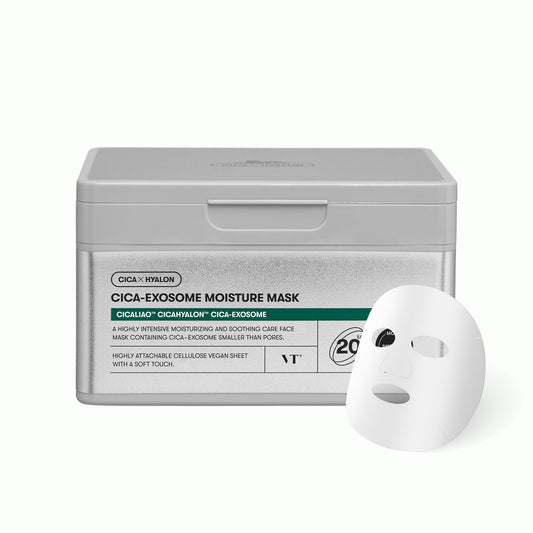 VT COSMETICS Cica-Exosome Moisture Mask packshot showing deep hydration and calming skin